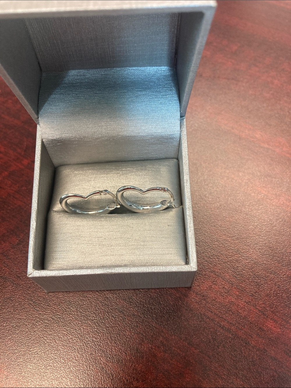 14K White Gold Heart Hoop Earrings - Women Jewelry